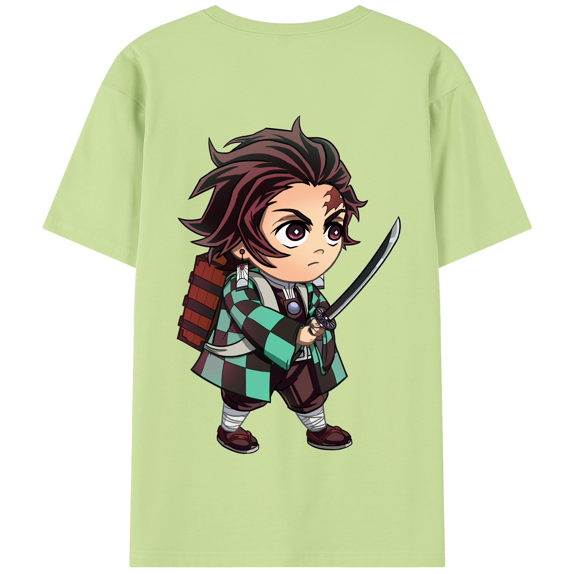 （画像用） 鬼滅の刃 竈門 炭治郎／かまど たんじろう Kamado Tanjirou 綿100％半袖Tシャツ（背面プリント）